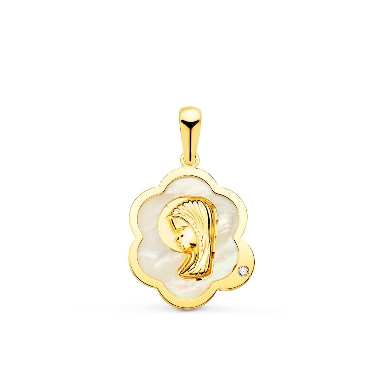 Medalla Niña Oro 18 ktes Virgen Nácar Tam 12 x 15 mm - 000150880