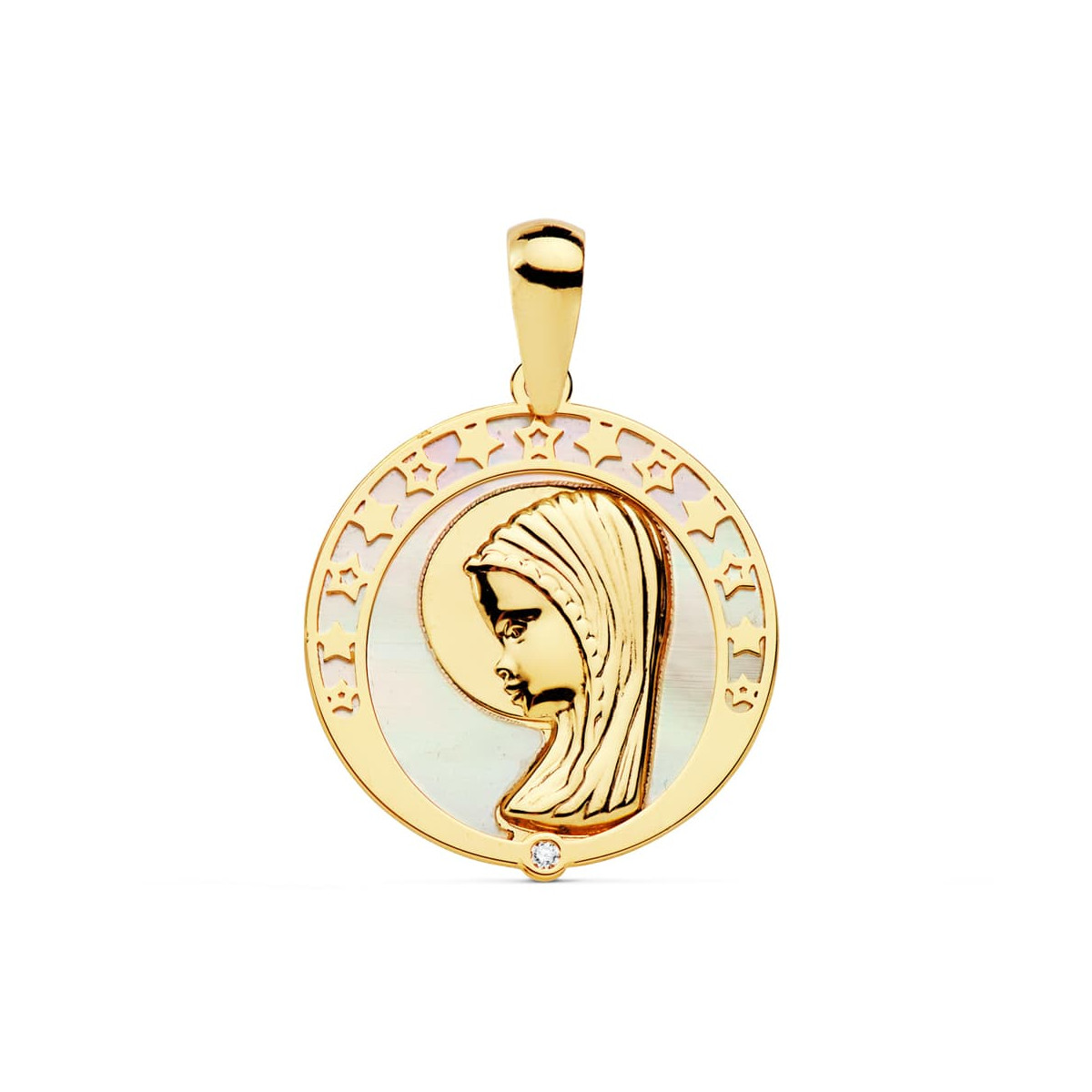 Medalla Niña Oro 18 ktes Virgen Nácar Tam 17 mm - 000150878