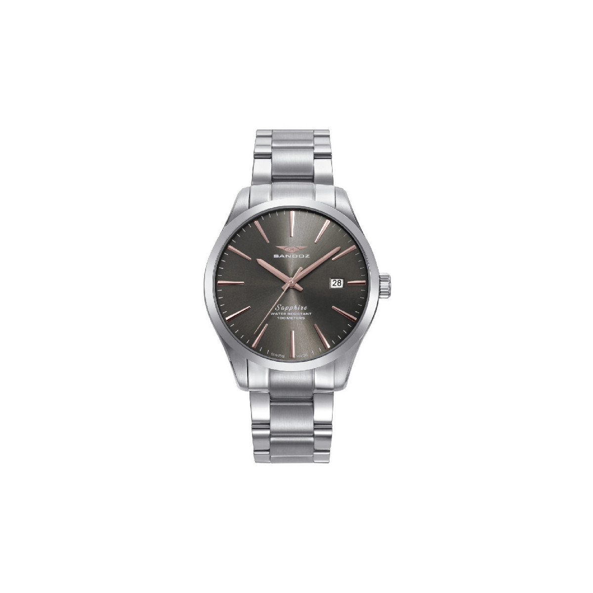 Reloj Hombre Sandoz Cuarzo Suizo Acero Brazalete - 83023-17