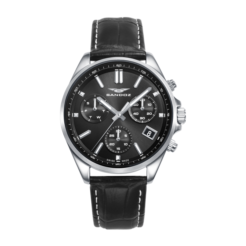 Reloj Hombre Sandoz Crono Suizo Acero Correa 41 mm - 83007-57