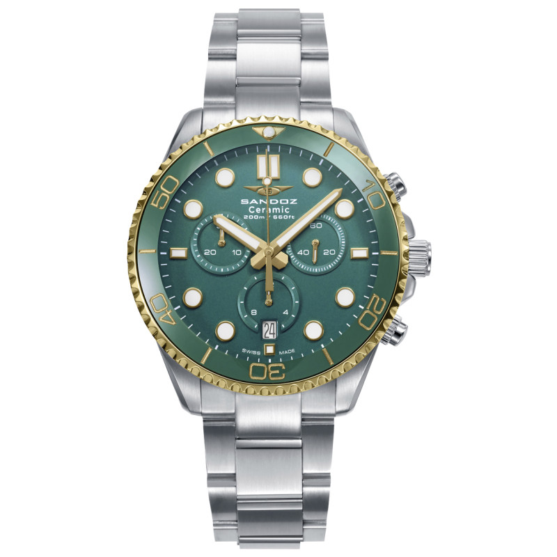 Reloj Hombre Sandoz Crono Suizo Acero Esfera Verde 42 mm - 83021-67