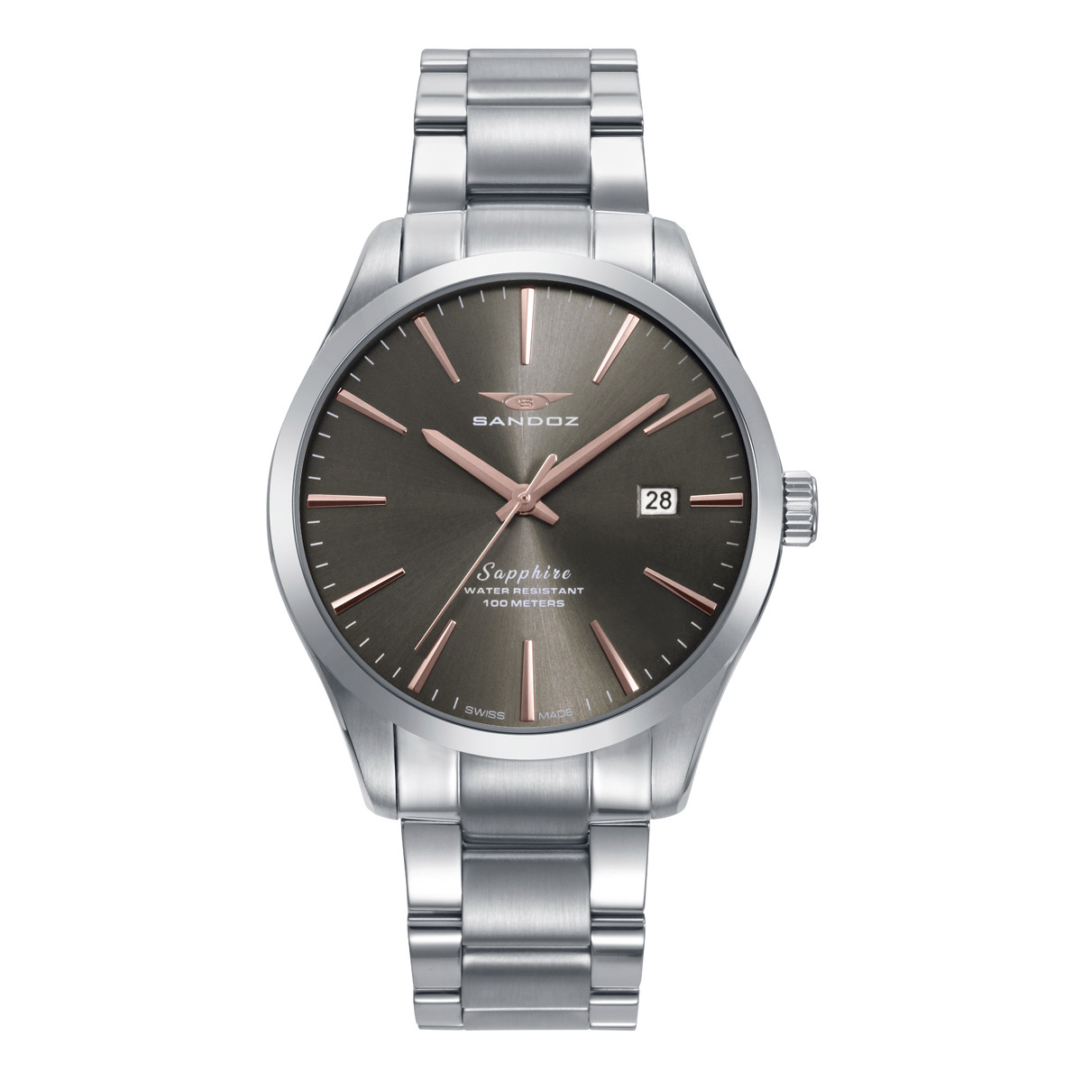 Reloj Hombre Sandoz Cuarzo Suizo Acero Brazalete - 83023-17