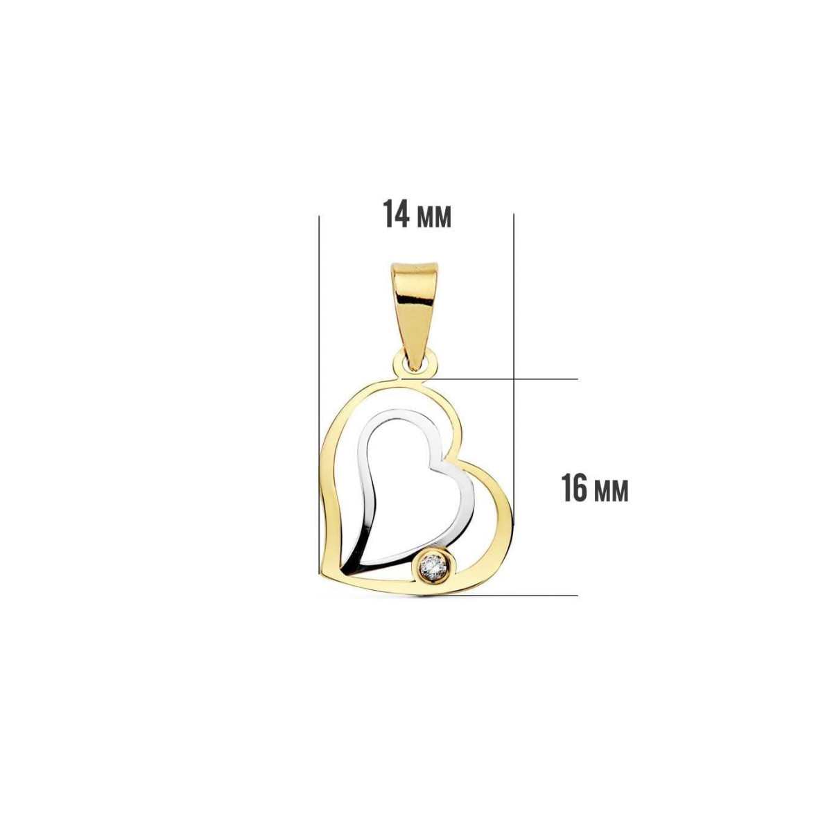 Colgante Mujer Corazón Oro Bicolor 18 Ktes Tam 14 x 16 mm - 000150870