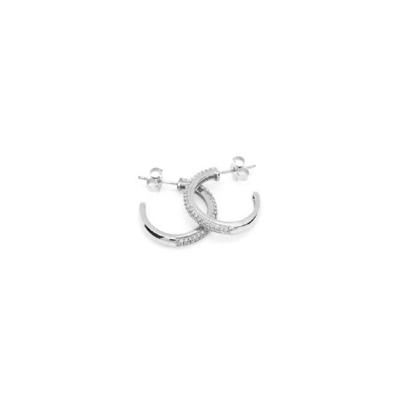 Pendientes Mujer Plata Aros Circonitas Tam 3 x 22 mm - 000090362