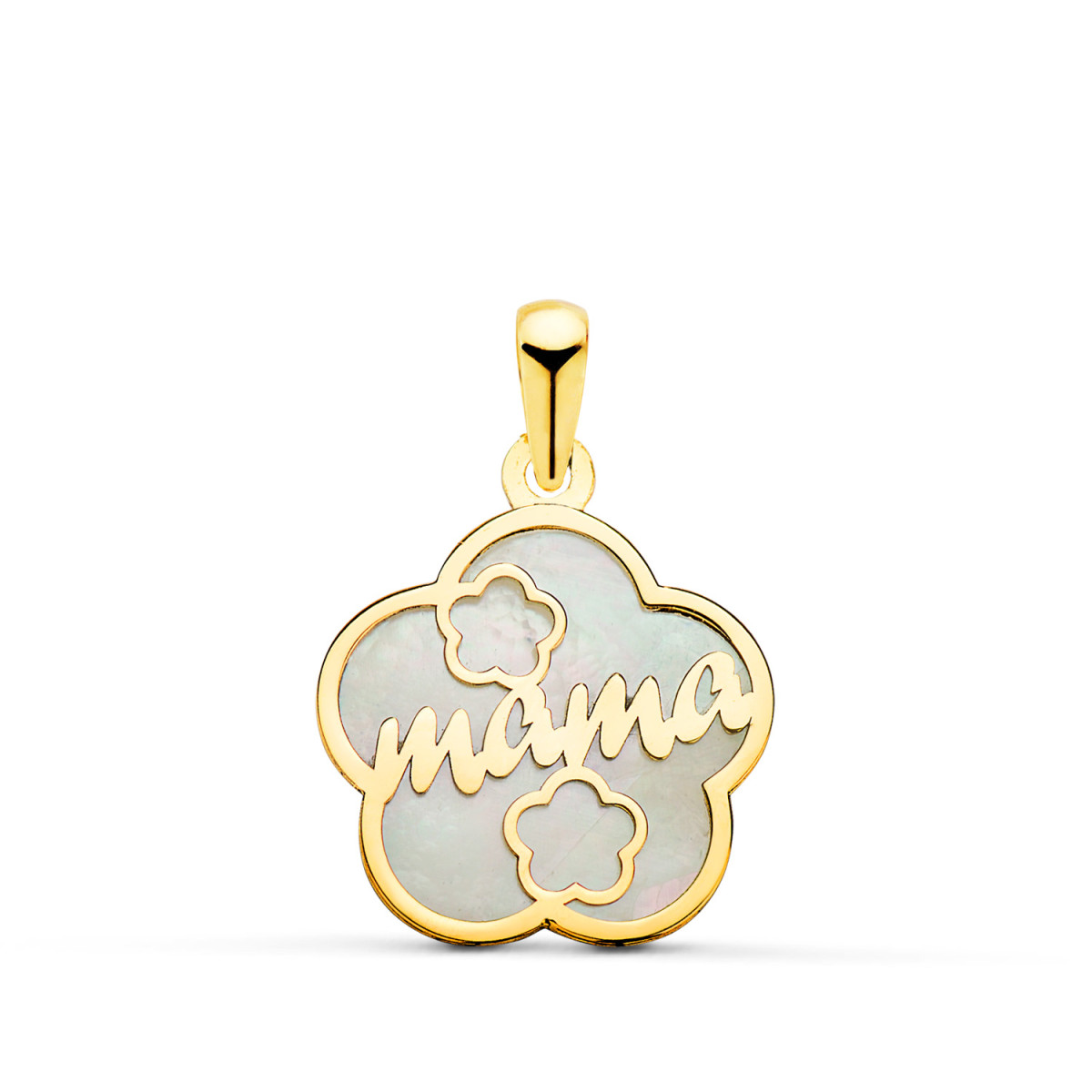 Colgante Mujer Oro 18 ktes Flor Mamá Nácar - 000150101