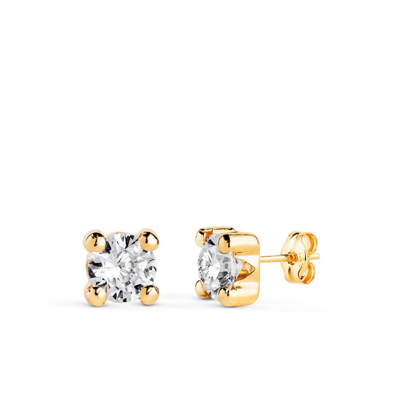 Pendientes Mujer Oro 18 Ktes Garras Circonita 6 mm - 000023179
