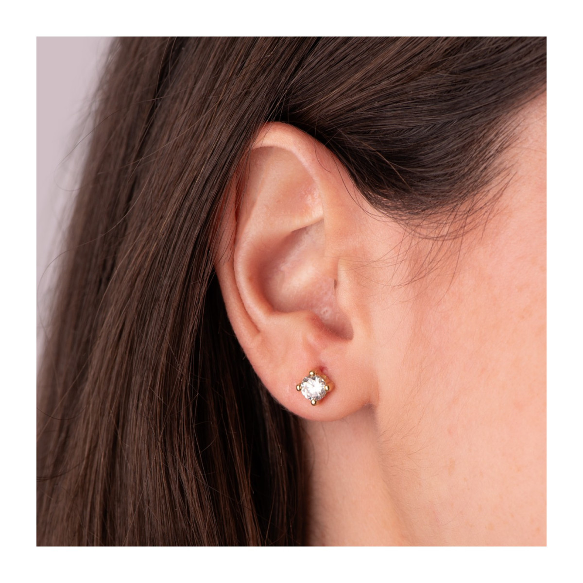 Pendientes Niña Oro 18 ktes Garras Circonitas 5 mm - 000022708