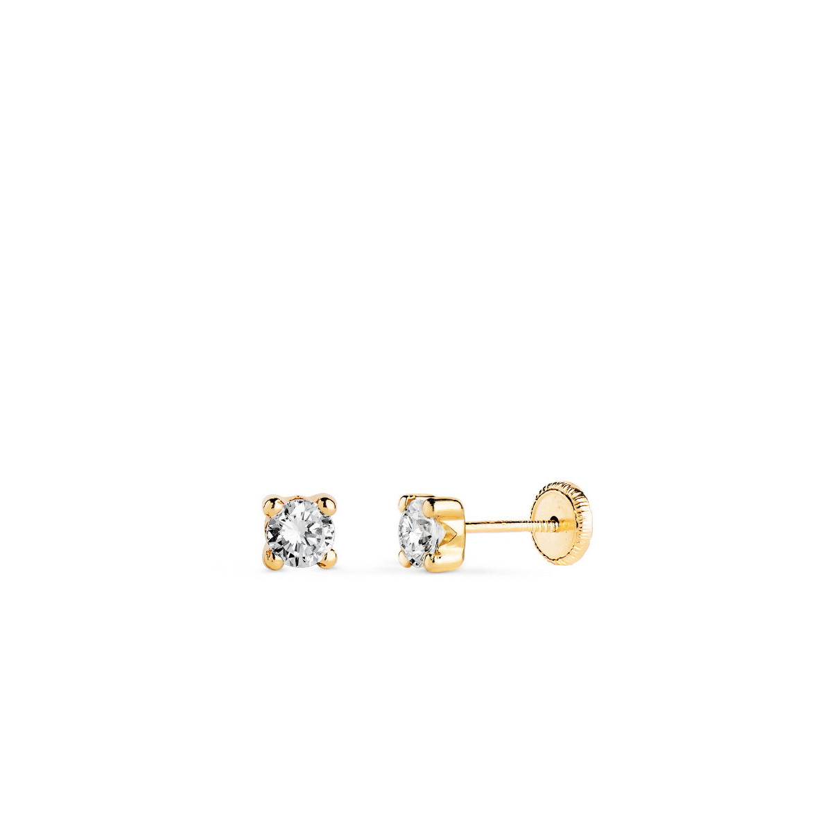 Pendientes Niña Oro 18 Ktes Garras Circonitas 4 mm - 000023159