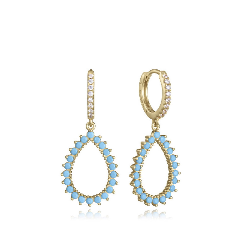 Pendientes Mujer Viceroy Jewels 2367E100-33 Plata Dorada Turquesas Circonitas 32 mm - 000750001