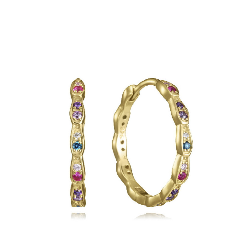 Pendientes Mujer Viceroy Jewels 2374E100-39 Plata Dorada Aros Circonitas Multicolor 21 mm - 000750015
