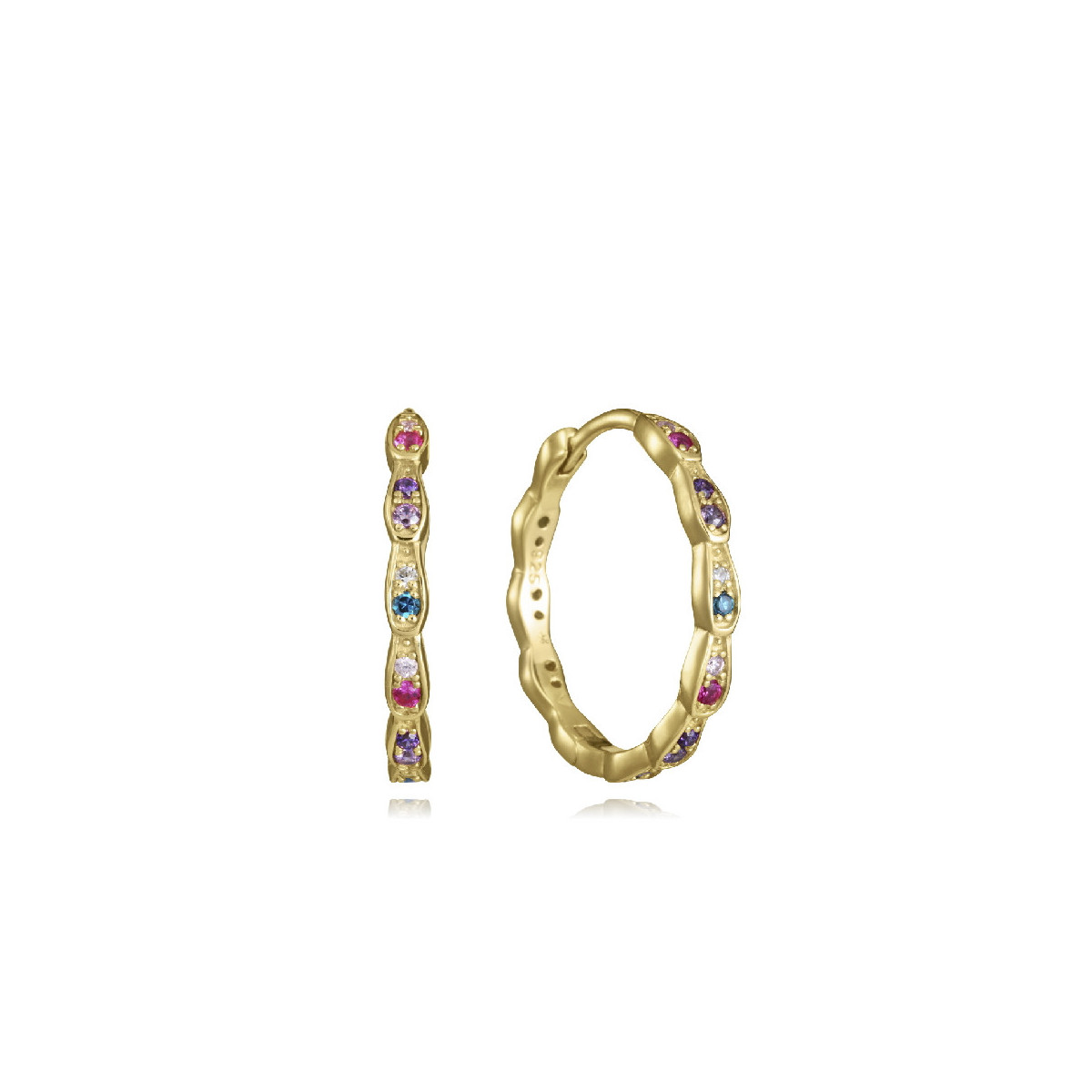 Pendientes Mujer Viceroy Jewels 2374E100-39 Plata Dorada Aros Circonitas Multicolor 21 mm - 000750015