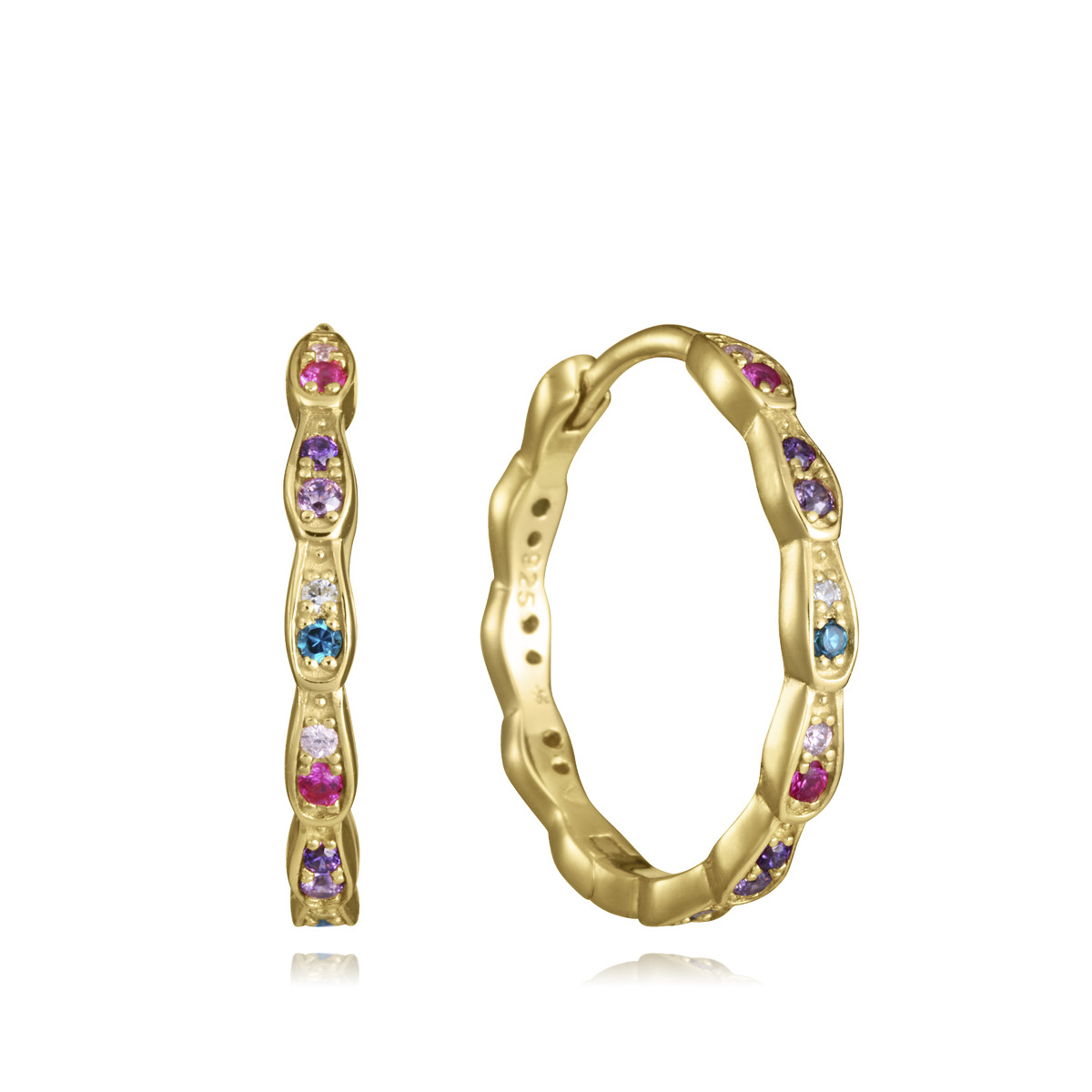 Pendientes Mujer Viceroy Jewels 2374E100-39 Plata Dorada Aros Circonitas Multicolor 21 mm - 000750015