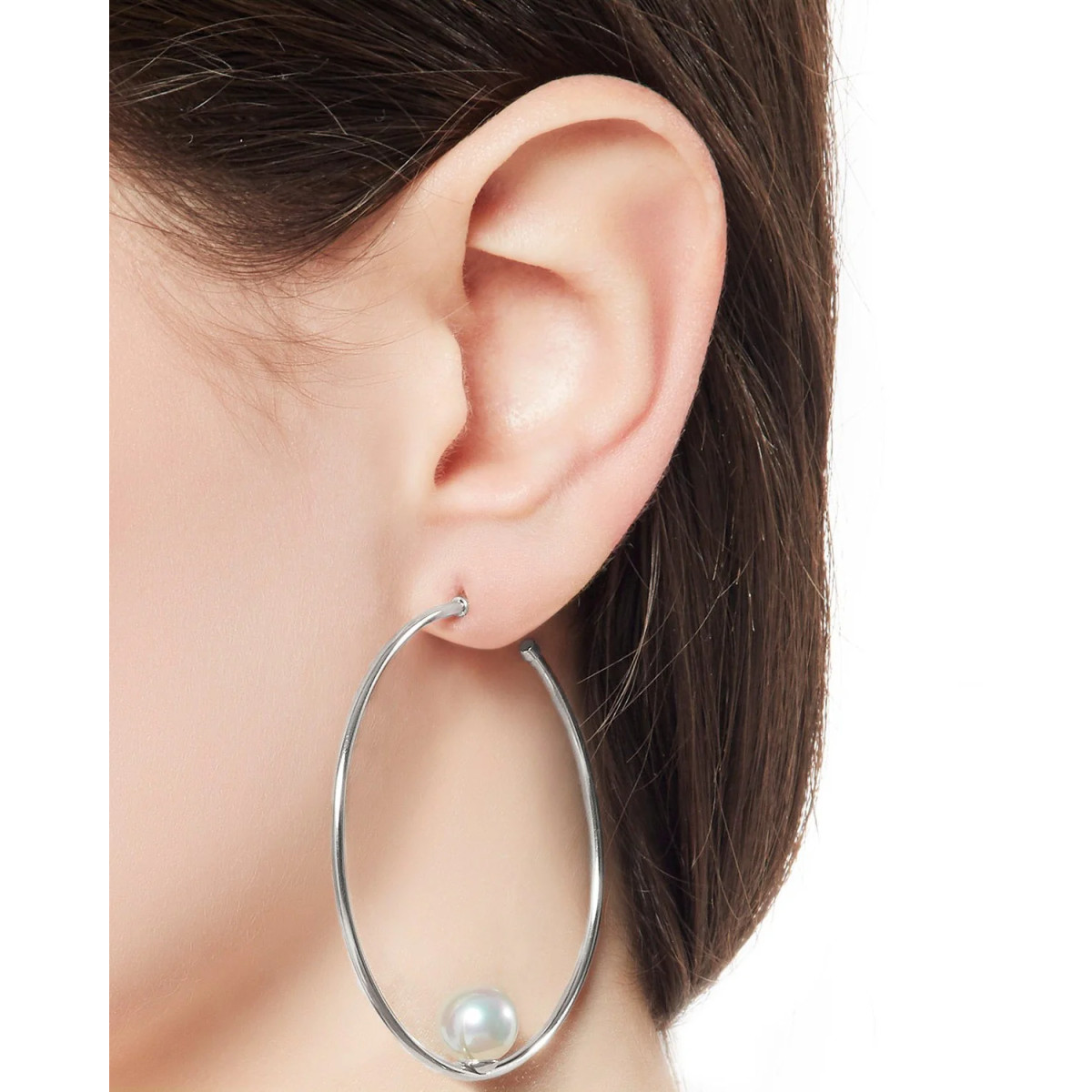 Pendientes Mujer Majorica 16373.01.A.E00.000.1 Aros Acero Perla 60 mm - 000450761