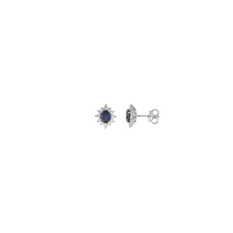 Pendientes Mujer Salvatore Plata Rosetón Zafiro Circonitas 10 mm - 000230006