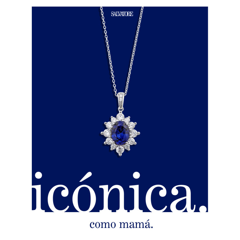 Collar Mujer Salvatore Plata Rosetón Zafiro Circonitas 12 mm - 000230001