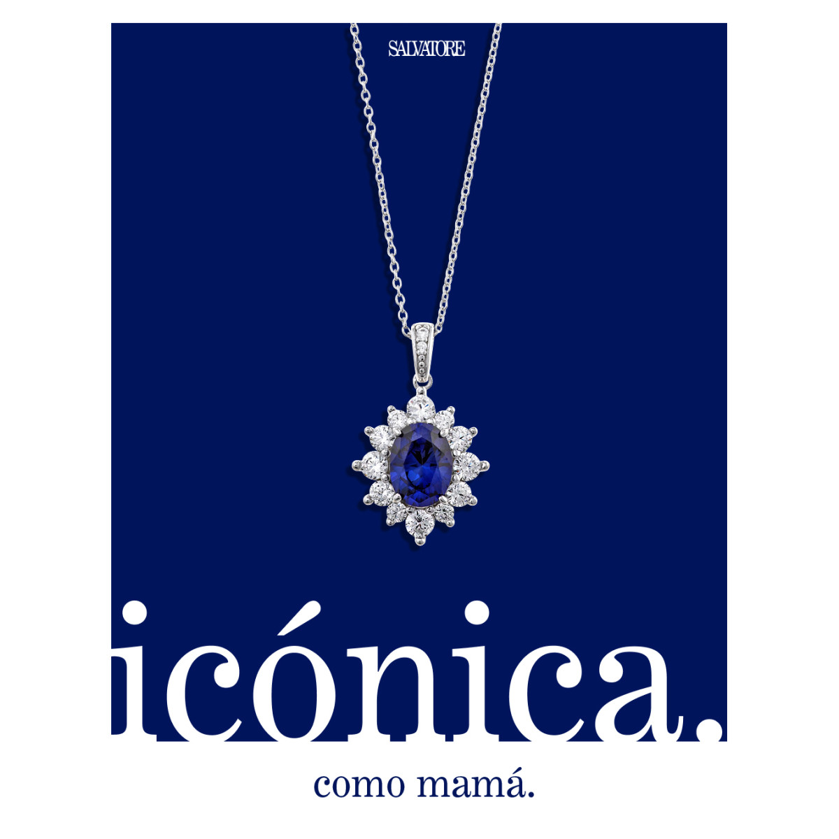 Collar Mujer Salvatore Plata Rosetón Zafiro Circonitas 12 mm - 000230001