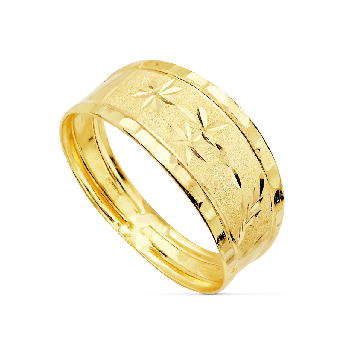 Anillo Mujer Oro Amarillo 18 ktes Ancho 8 mm Tallado 16 - 000150787