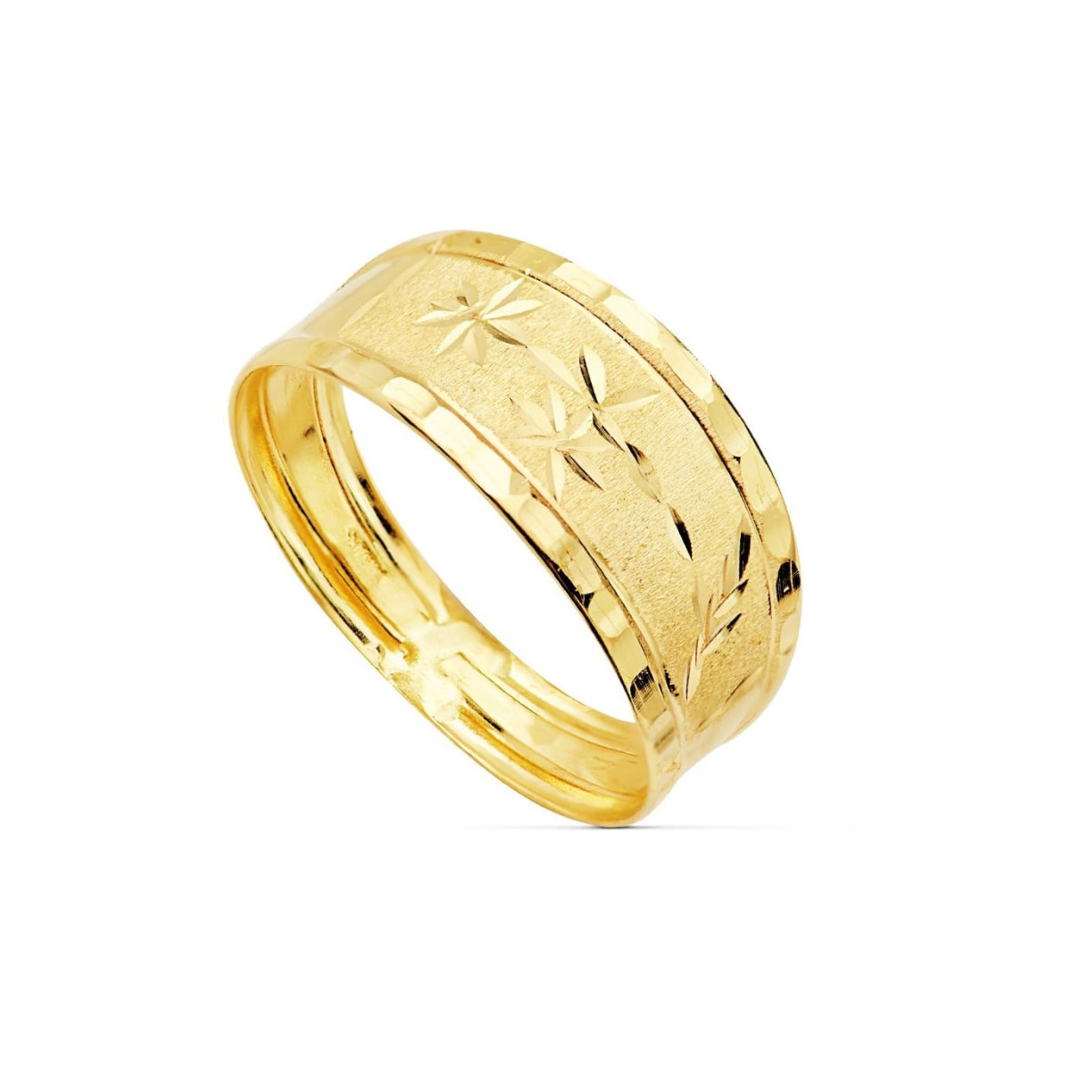 Anillo Mujer Oro Amarillo 18 ktes Ancho 8 mm Tallado 16 - 000150787
