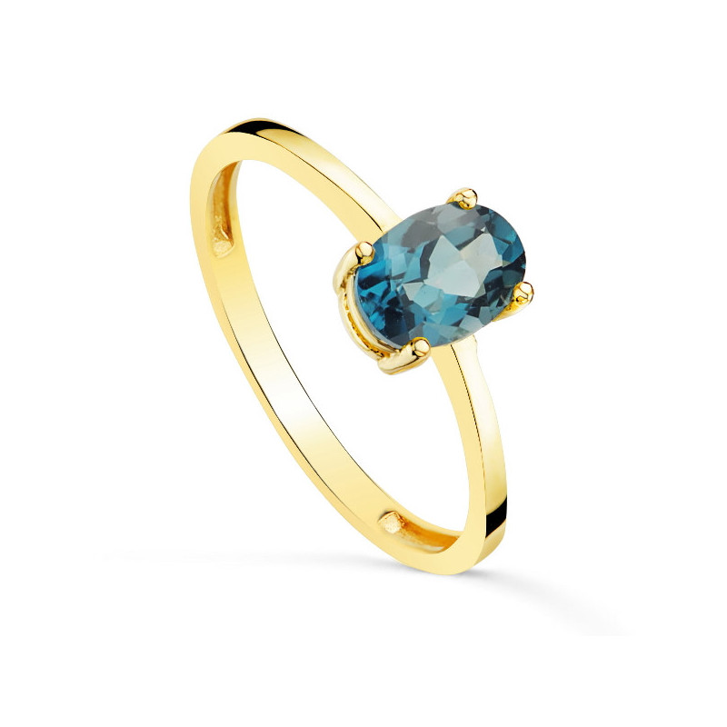Anillo Mujer Oro 18 ktes Topacio Blue 4 Garras 12 - 000150108