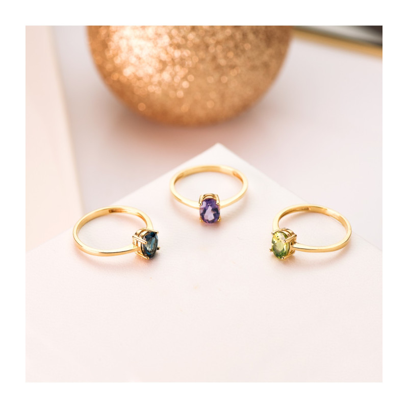Anillo Mujer Oro 18 ktes Topacio Blue 4 Garras 12 - 000150108
