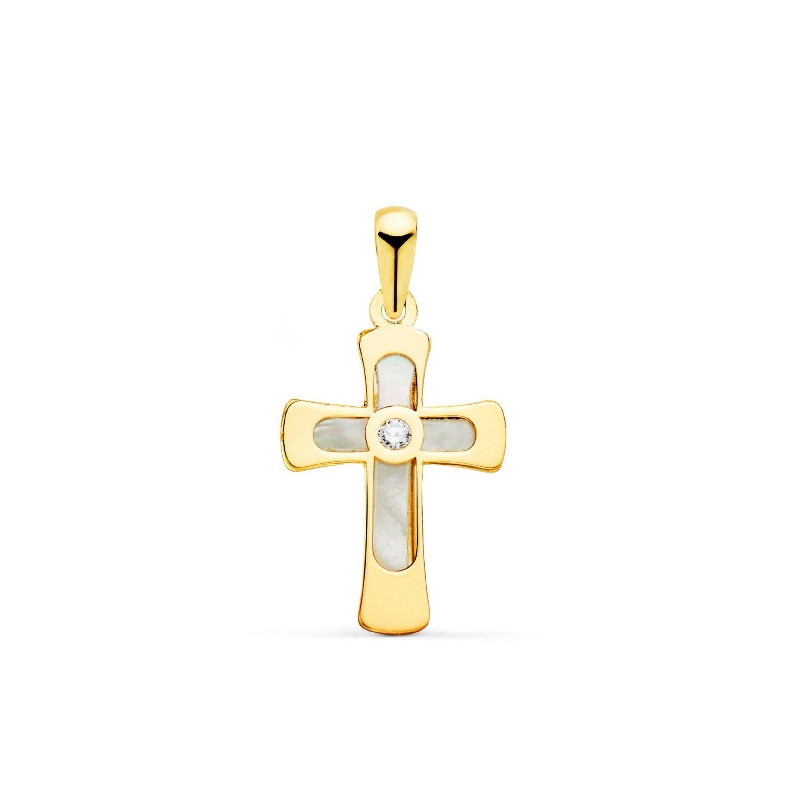 Cruz Niña Oro 18 ktes Nácar 12 x 20 mm - 000150956