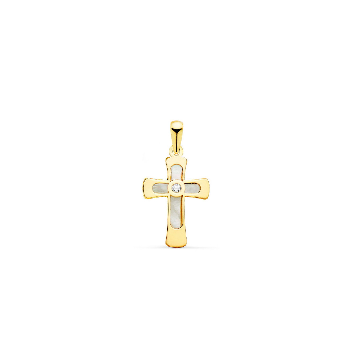 Cruz Niña Oro 18 ktes Nácar 12 x 20 mm - 000150956