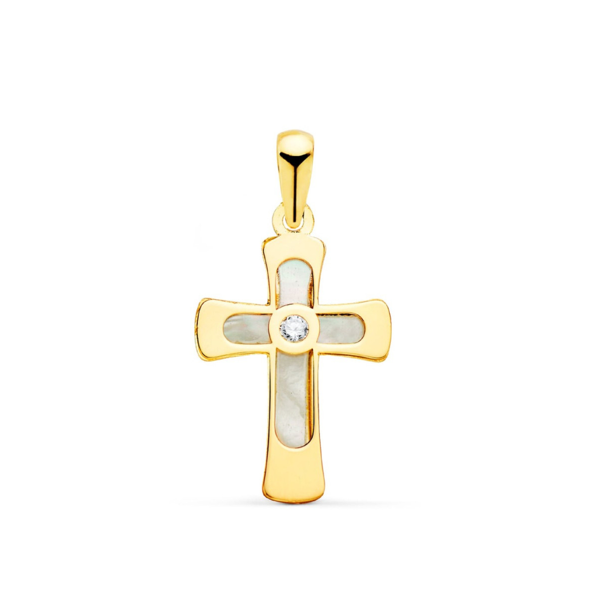 Cruz Niña Oro 18 ktes Nácar 12 x 20 mm - 000150956