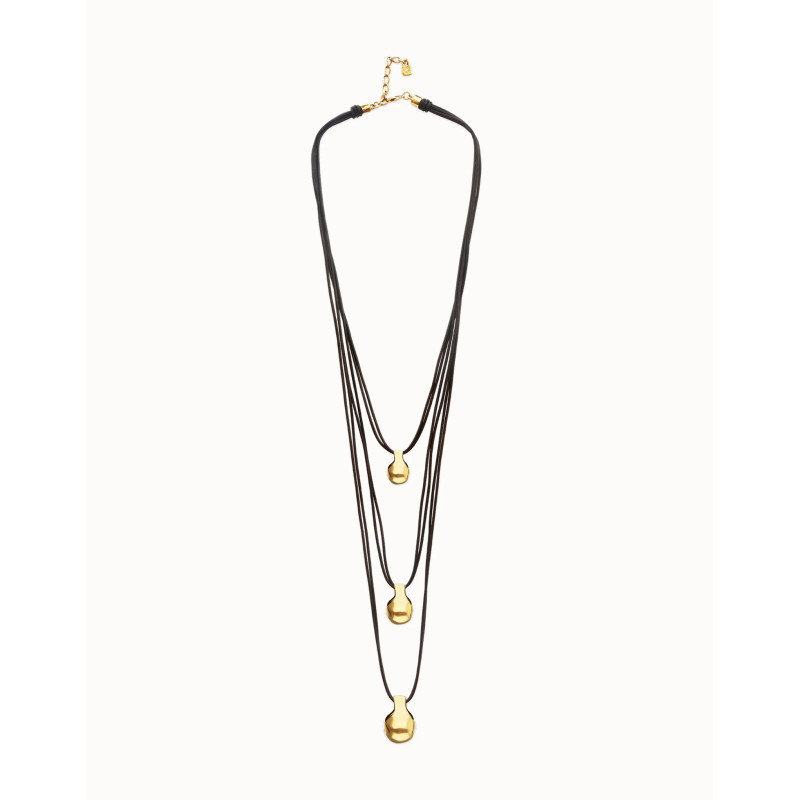 Collar Mujer Uno de 50 COL2044MARMORO0U Chapado oro Cuero Marrón Largo - 000500903