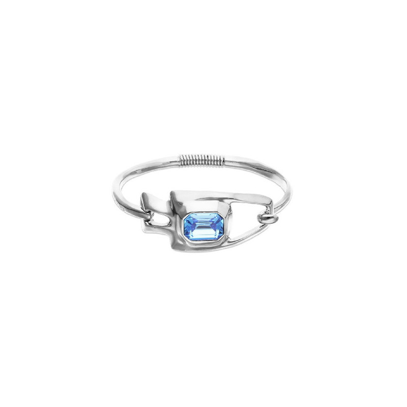 Pulsera Mujer UNO DE 50 Chapado Plata Cristal Azul Rígida M - 000500914