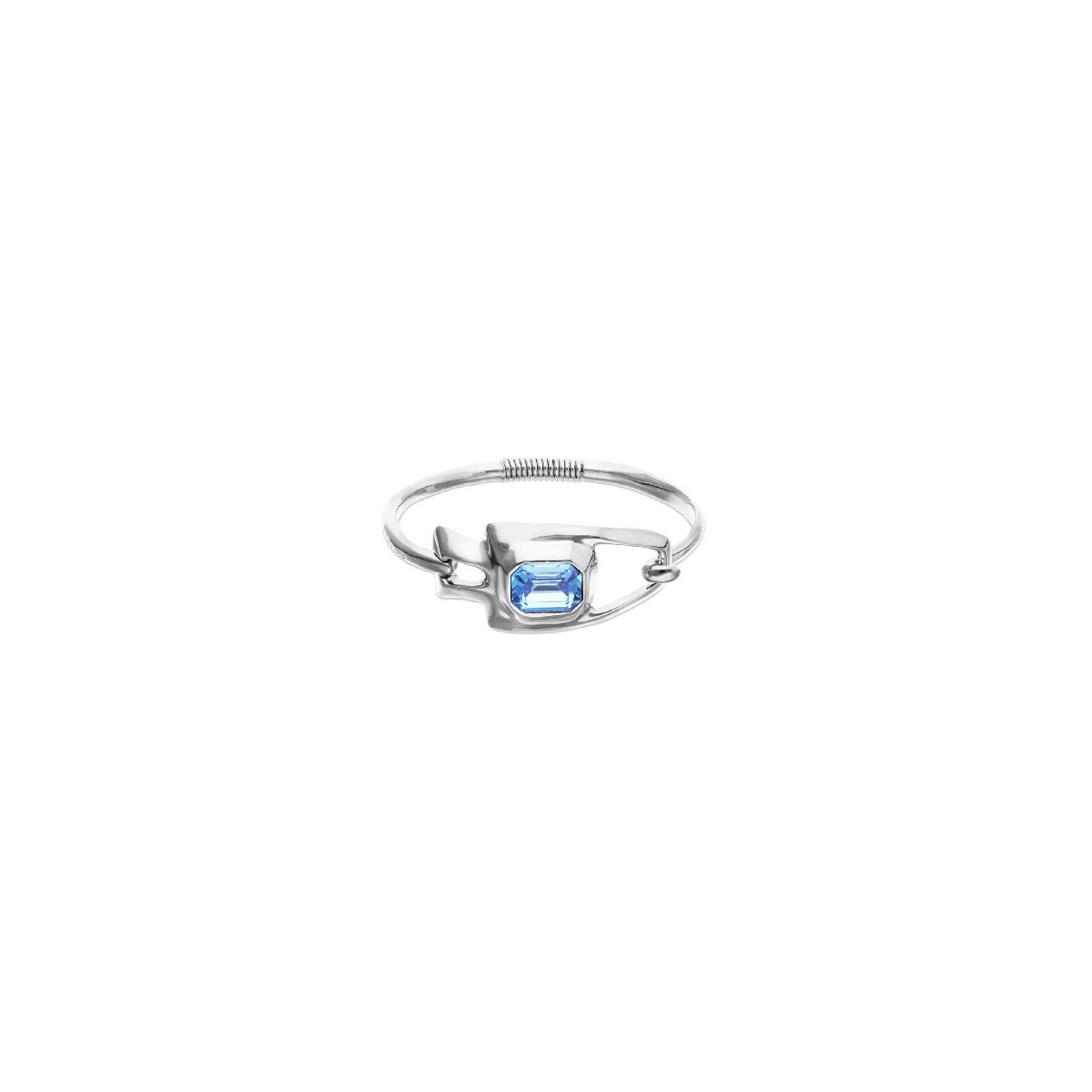 Pulsera Mujer UNO DE 50 Chapado Plata Cristal Azul Rígida M - 000500914