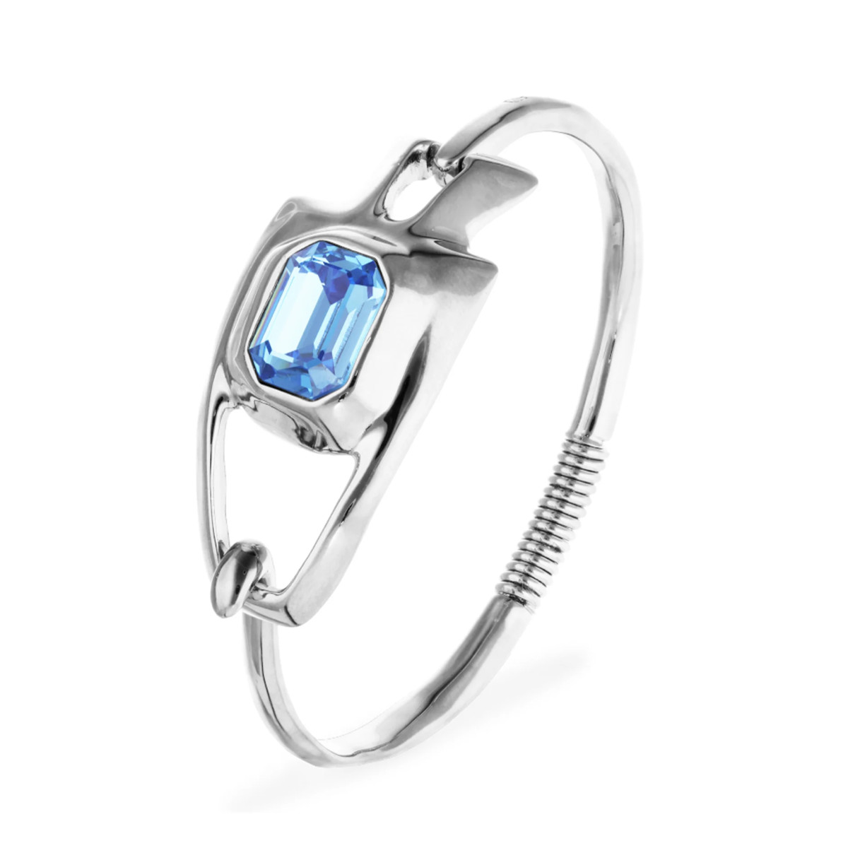 Pulsera Mujer UNO DE 50 Chapado Plata Cristal Azul Rígida M - 000500914