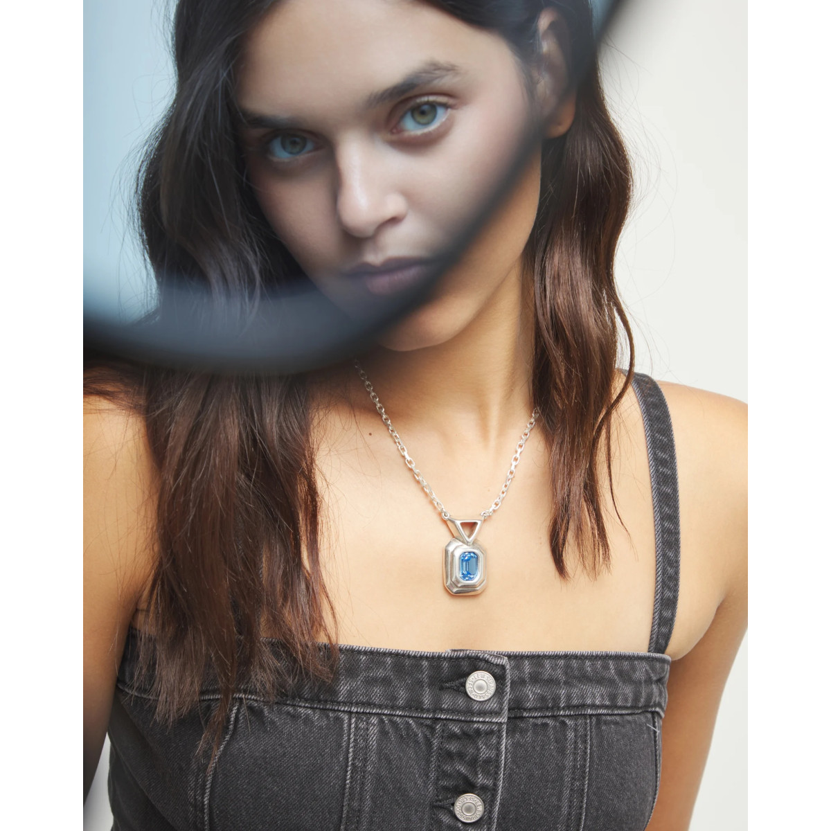 Collar Mujer Uno de 50 COL2071AZUMTL0U Chapado Plata Cristal Azul - 000500905
