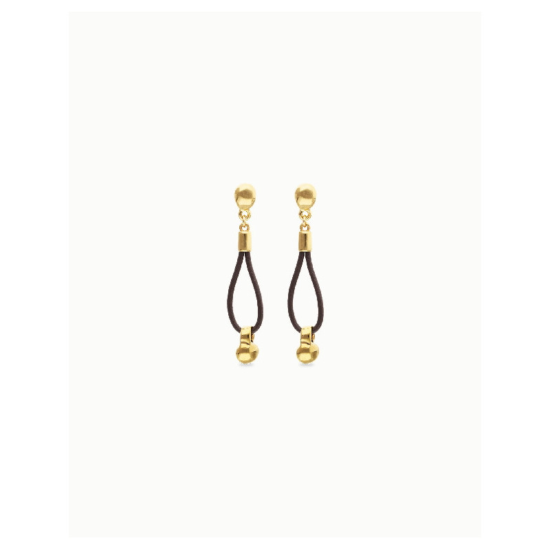 Pendientes Mujer PEN1062MARORO0U Chapado Oro Cuero Marrón 60 mm - 000500906