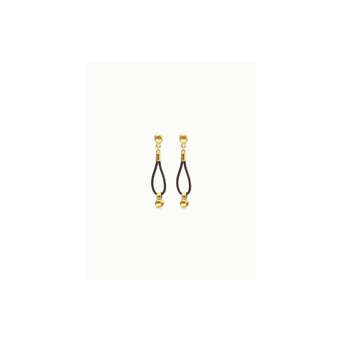 Pendientes Mujer PEN1062MARORO0U Chapado Oro Cuero Marrón 60 mm - 000500906
