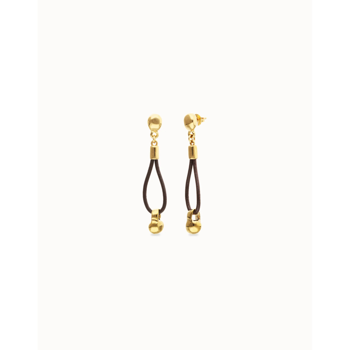 Pendientes Mujer PEN1062MARORO0U Chapado Oro Cuero Marrón 60 mm - 000500906