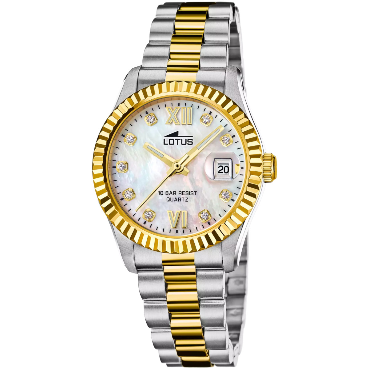 Reloj Mujer Cuarzo Acero Bicolor Esfera Nácar Circonitas Tam 31 mm - 18931/1