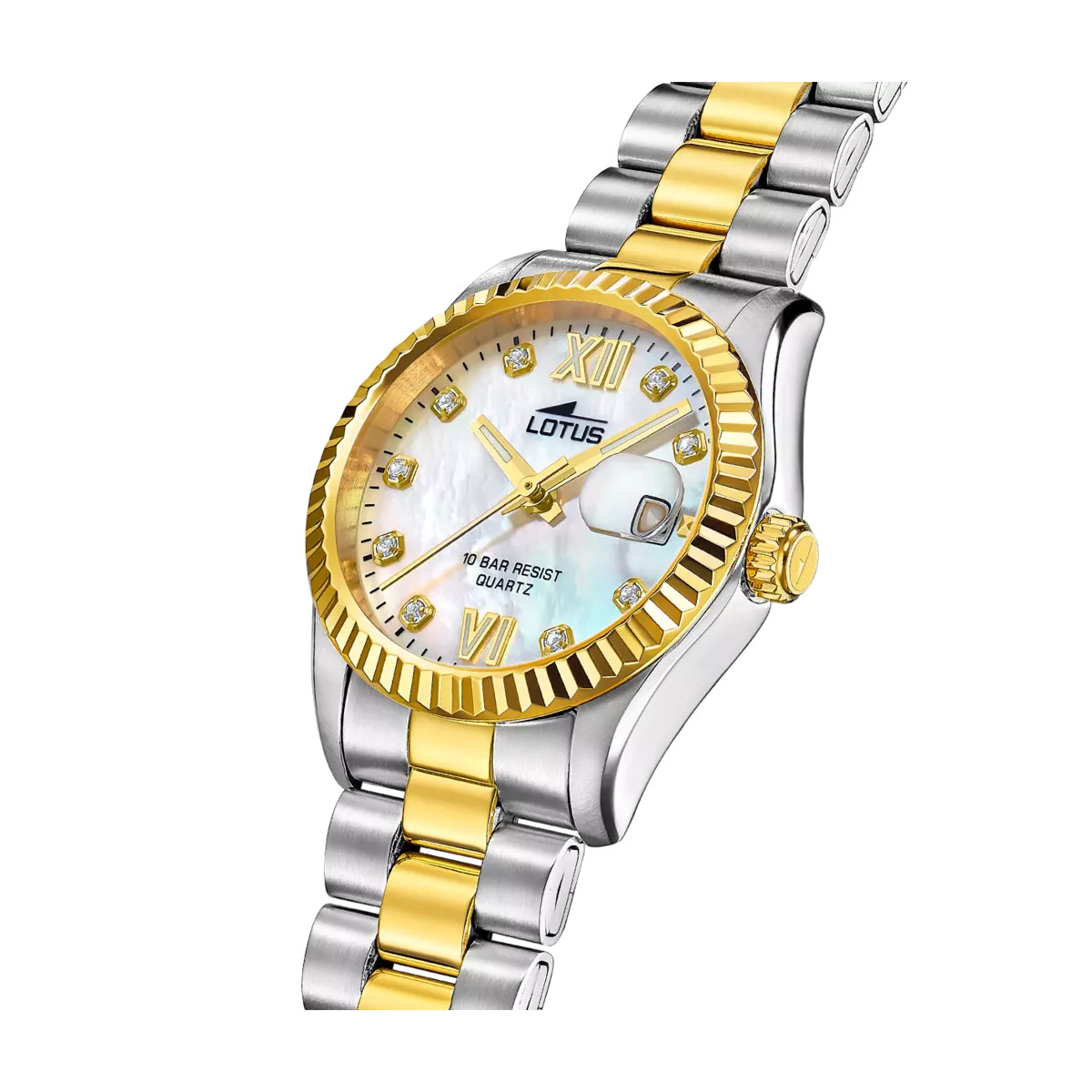 Reloj Mujer Cuarzo Acero Bicolor Esfera Nácar Circonitas Tam 31 mm - 18931/1