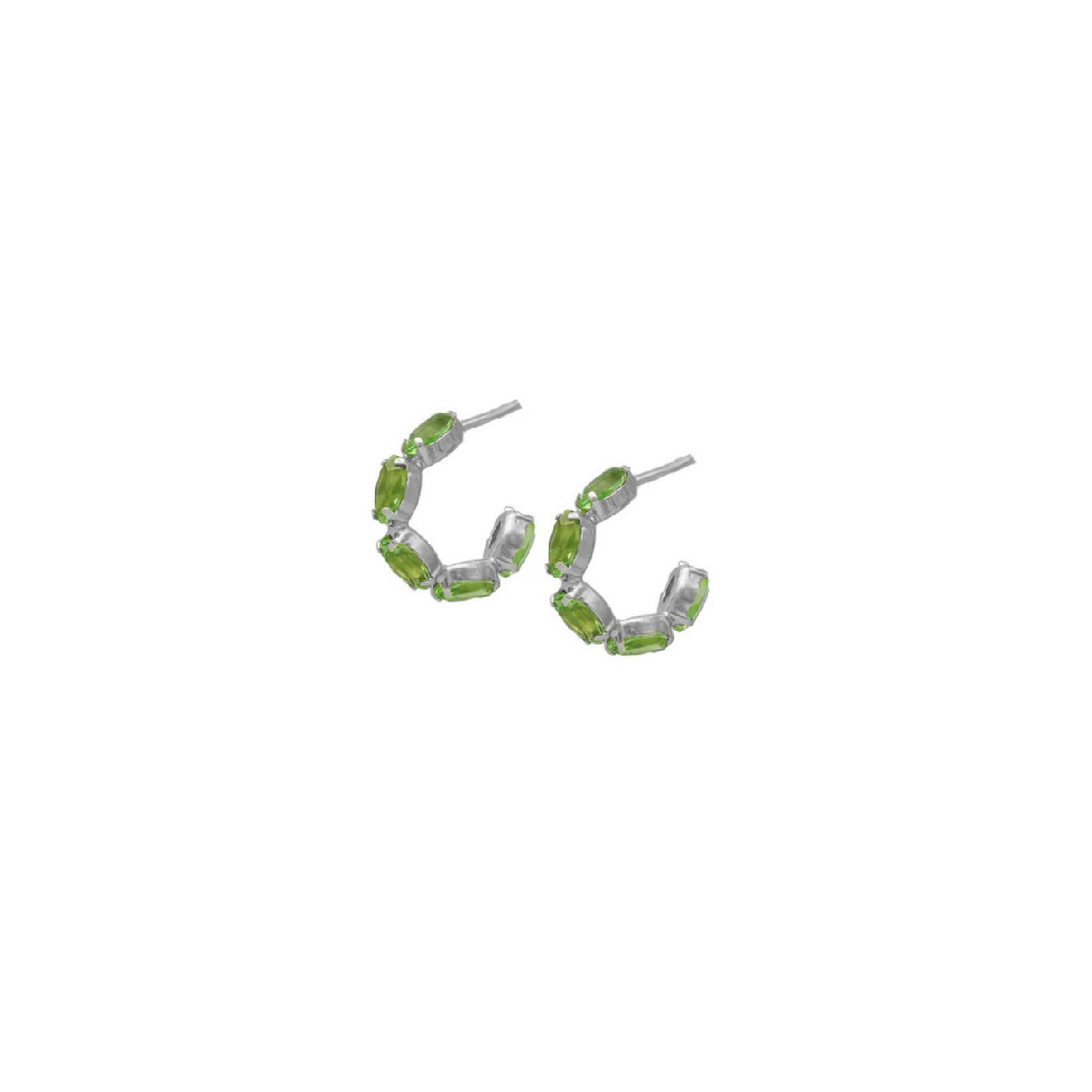 Pendientes Mujer Victoria Cruz Plata Aros Cristales Verdes 3 x 14 mm - 000180238