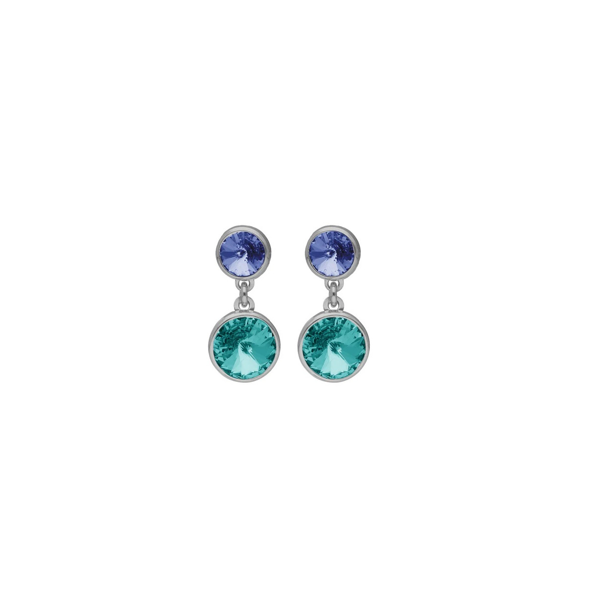Pendientes Mujer Victoria Cruz Plata Cristales Azules 9 x 19 mm - 000180245