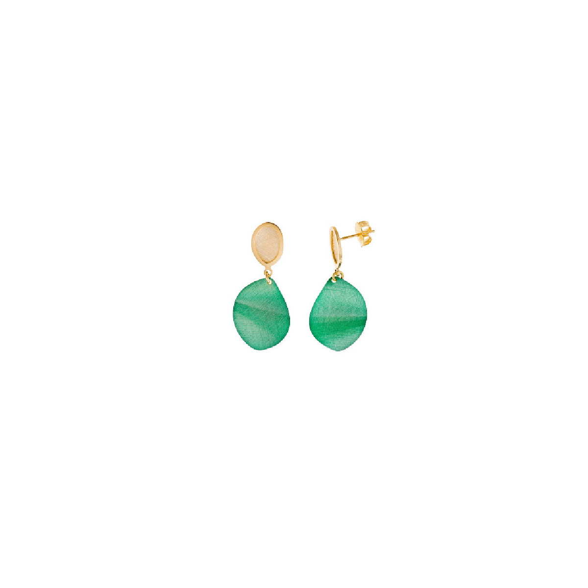 Pendientes Mujer Salvatore Metal Dorado Esmalte Verde 16 x 37 mm - 000230962