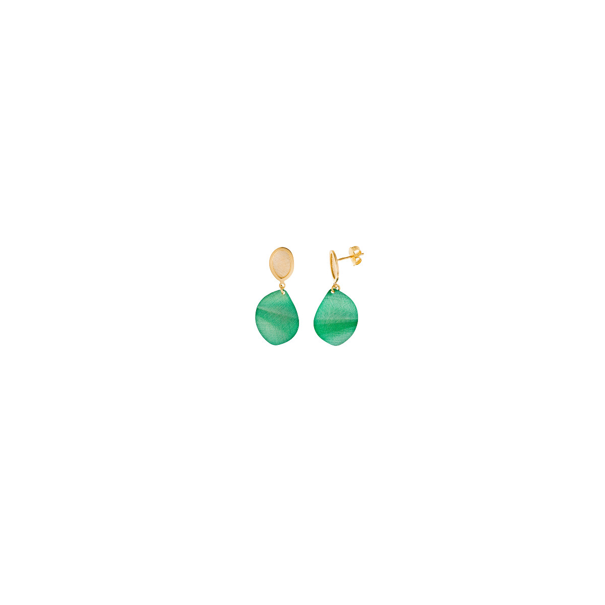 Pendientes Mujer Salvatore Metal Dorado Esmalte Verde 16 x 37 mm - 000230962
