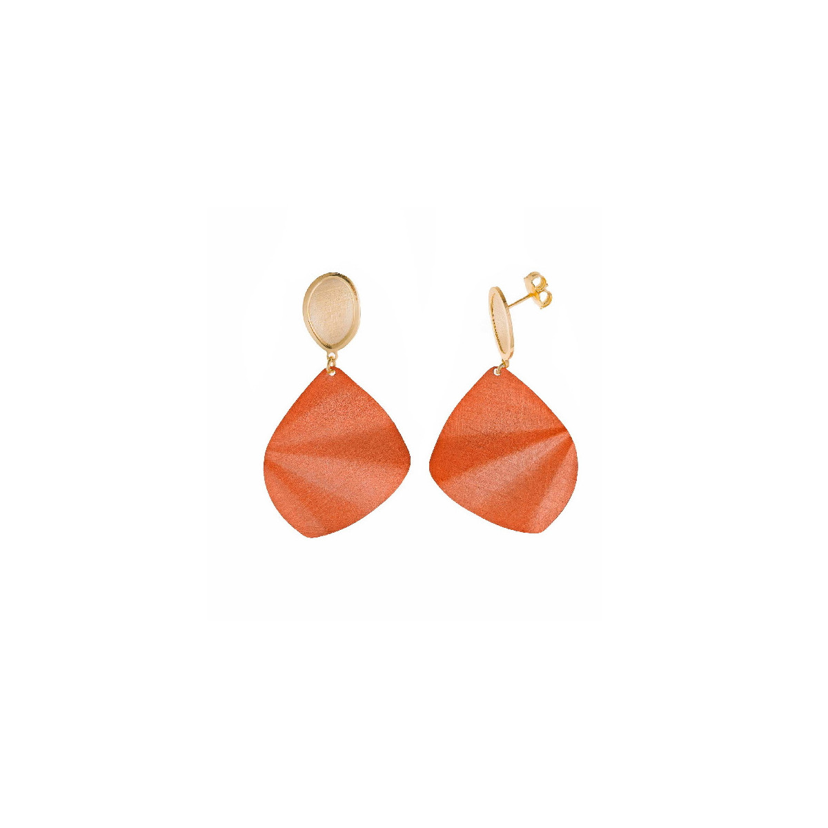 Pendientes Mujer Salvatore Metal Dorado Esmalte Naranja 30x 54 mm - 000230964
