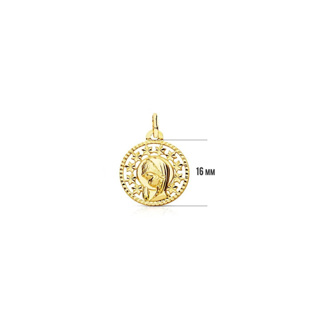 Medalla Niña Oro 18 ktes Comunión Virgen Tam 16 mm - 000150537