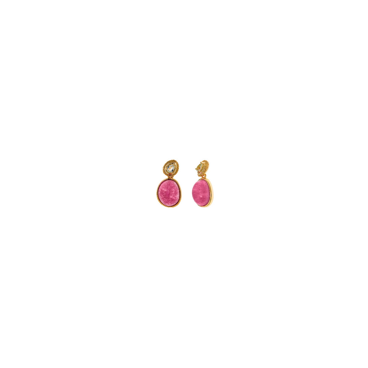 Pendientes Mujer Salvatore Plata Dorada Cuarzo Rosa 10 x 20 mm - 000230967