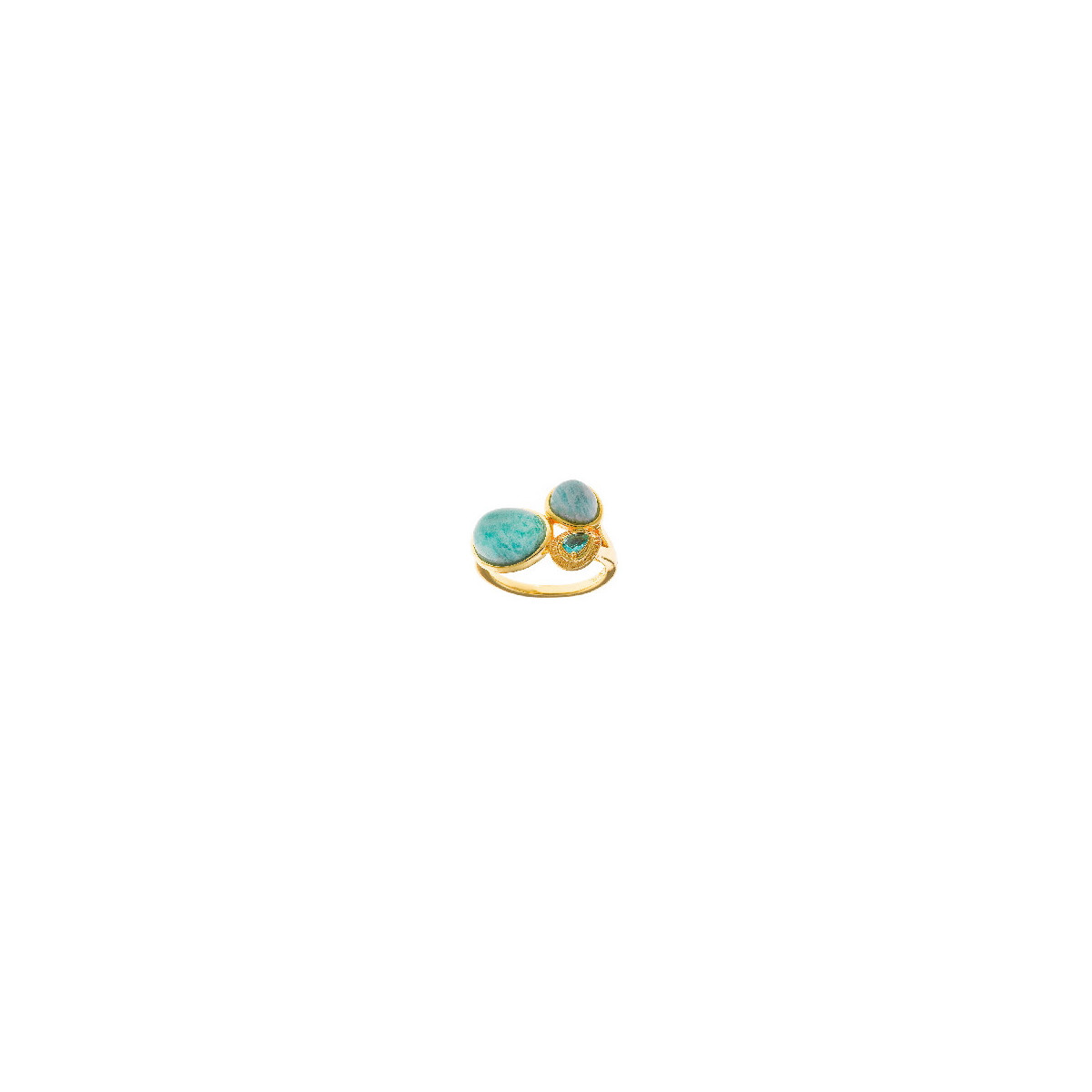 Anillo Mujer Plata Dorada Cuarzos Verdes 12 - 000230971