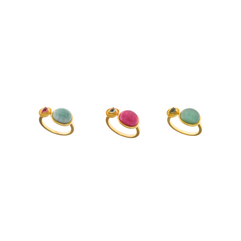 Anillo Mujer Salvatore Plata Dorada Cuarzo Rosas 14 - 000230970