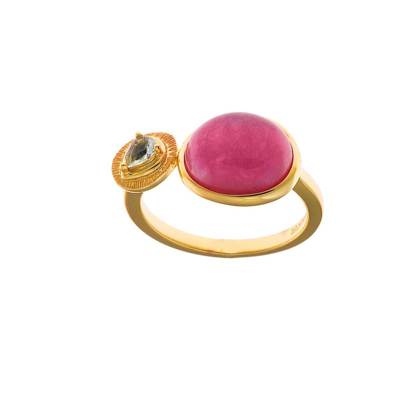 Anillo Mujer Salvatore Plata Dorada Cuarzo Rosas 14 - 000230970