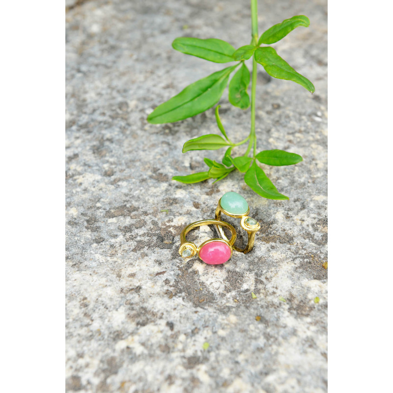 Anillo Mujer Salvatore Plata Dorada Cuarzo Rosas 14 - 000230970