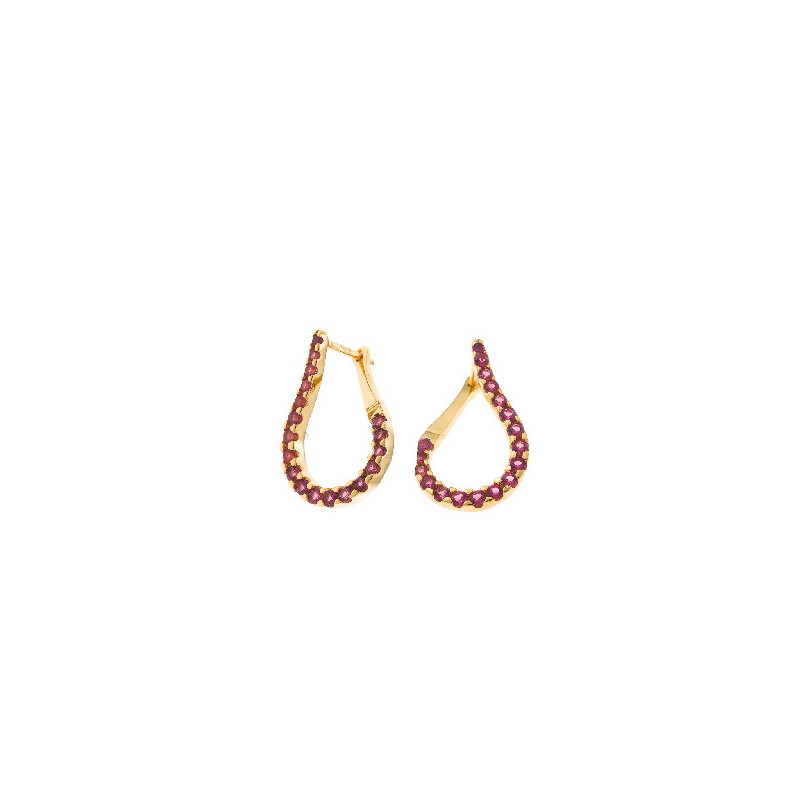Pendientes Mujer Salvatore Plata Dorada Circonias Rosas 15 x 25 mm - 000230972