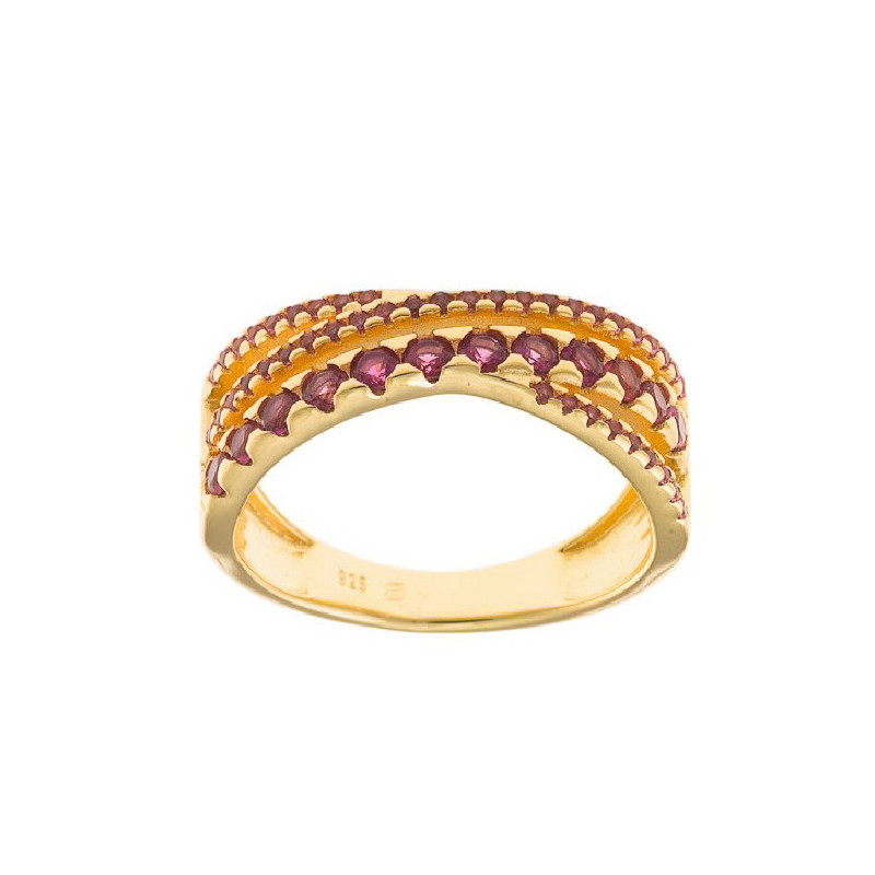 Anillo Mujer Salvatore Plata Dorada Circonitas Rosas Grosor 7 mm 16 - 000230973